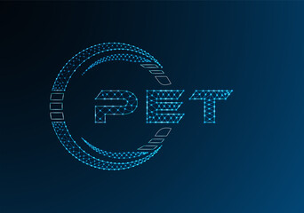 PET low poly letter logo vector design. PET lower poly logo design. Low poly logo.