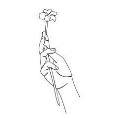 One continuous single drawing line art doodle flower, beautiful, plant, hand, gift, girl. Isolated flat illustration hand draw contour on a white background
