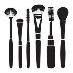Brushes makeup silhouette vector 