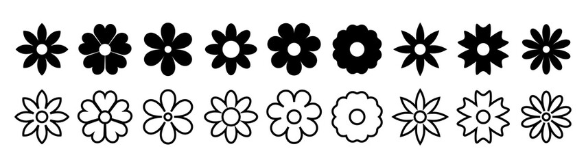 Flowers icon set. Flowers in modern simple flat style. Vector illustrator.