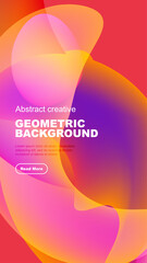 Vibrant abstract shapes overlap black background. Gradient colors create modern design, text promotes further exploration.