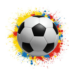 Fototapeta premium Dynamic soccer ball exploding with vibrant color splatters, symbolizing passion and energy in the sport of football, artistic graphic design concept
