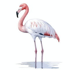 Fototapeta premium Elegant flamingo with pink and white plumage standing in shallow water