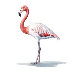 Fototapeta premium Elegant Flamingo Standing Tall with Pink Plumage and Graceful Neck Curve