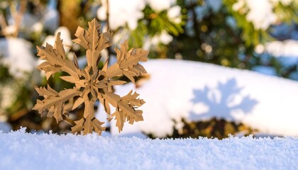 Decorative snowflake on snow