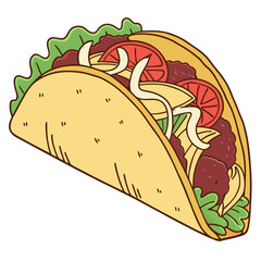 Delicious taco with lettuce tomato and cheese food mexican food