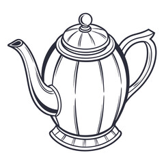 Elegant dark lined teapot with rounded lid and handle kettle beverage