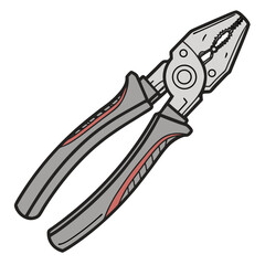 Gray pliers with red accents tool gripping