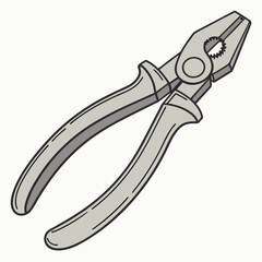 Gray metal pliers with black outlines on white tool gripping