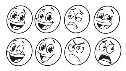 Happy sad angry surprised excited confused expressive faces emoji expressions