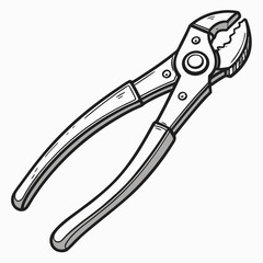 Metal gripping tool with serrated jaws and handles pliers