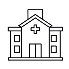 minimalist-vector-line-art-of-hospital-building-wi.eps