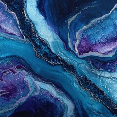 Abstract Marbled Painting With Gold Glitter