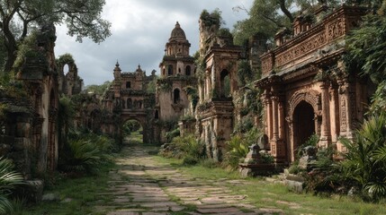 Obraz premium Ancient ruins overgrown by nature