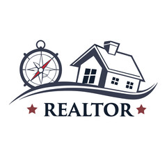 Realtor logo with compass and house real estate home