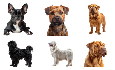 Big Set of Dogs Isolated on Transparent Background. PNG.