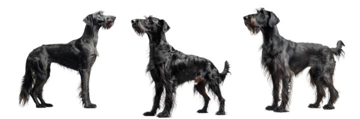 Set of Irish Wolfhound Isolated on Transparent Background. PNG.