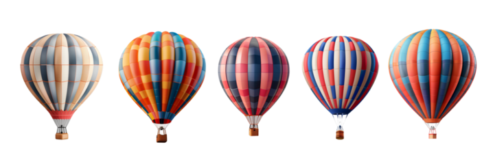 Set of Air Balloon Isolated on Transparent Background. PNG.