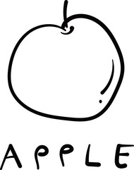 (Apple) hand drawn Fruit icons. Vector illustration.	
