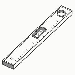 Silver spirit level with markings and bubble indicator measuring tool construction