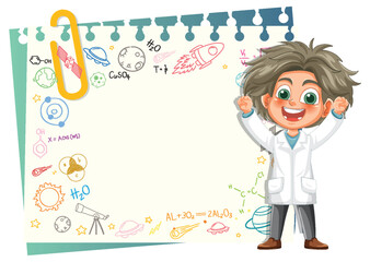 Excited Scientist with Chemistry Notes