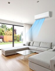 Modern living room with AC unit