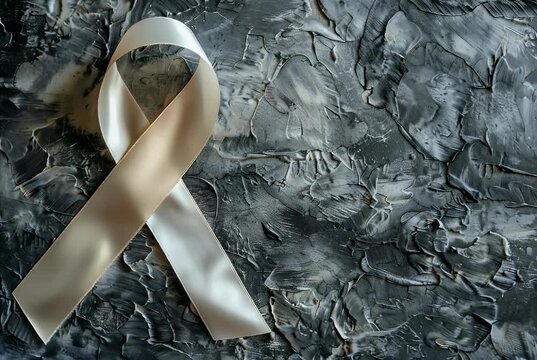 White satin ribbon, Multiple Sclerosis awareness. - Powered by Adobe