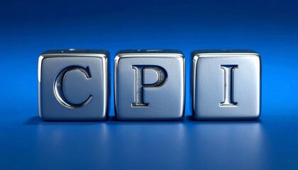 Cpi consumer price index on silver cubes metallic blocks investment financial data statistic