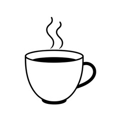 Simple white cup of hot coffee with steam rising