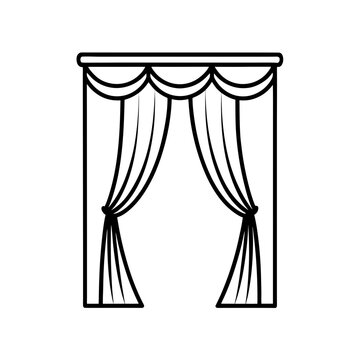 black and white curtain drawing clip art preview