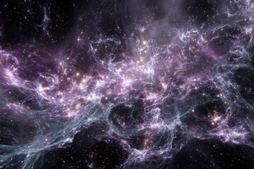 Cosmic Nebula With Star Clusters And Glowing Dust
