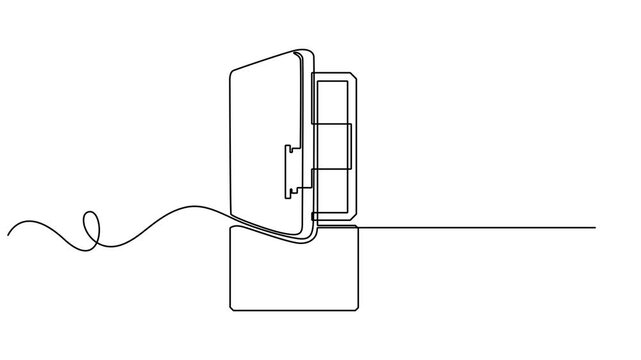 Self drawing line animation Refrigerator continuous one single line drawn concept video, Animation of one single line drawing of luxury two door refrigerator home appliance. Electricity kitchenware .