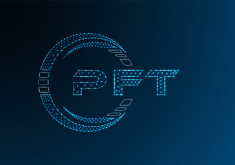 PFT low poly letter logo vector design. PFT lower poly logo design. Low poly logo.