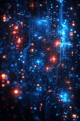 Obraz premium Abstract blue and orange glowing circuit board technology background