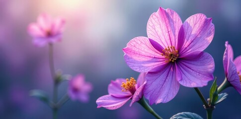 Obraz premium Close-up purple watercolor flowers, lush detail , floral background, flora