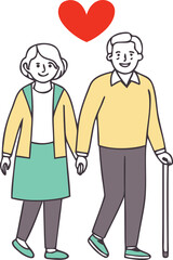 International Day of Older Persons illustration design. Elderly people care and respect awareness artwork. Senior citizens day support and celebration graphic. Older generation respect and family love