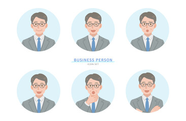 中年ビジネスパーソンのアイコンセット