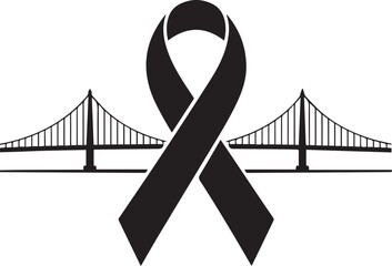 Bridge with Ribbon Silhouette – World AIDS Day Connection Symbol