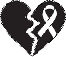 Broken Heart Repaired with Ribbon Silhouette – World AIDS Day Healing Symbol