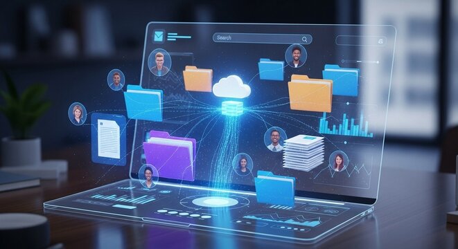 Interactive Digital Workspace Connecting Global Teams Through Cloud Data Management