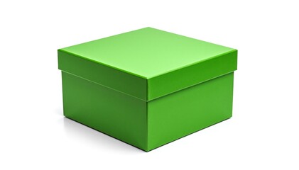 Fototapeta premium A vibrant green box with a hinged lid wide open, revealing its spacious interior. The box's smooth surface glistens under soft lighting, inviting exploration.