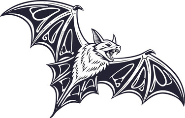 "Haunting Bat Design with Transparent Background"
