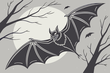 "Dark Bat Illustration for Halloween Decor"
