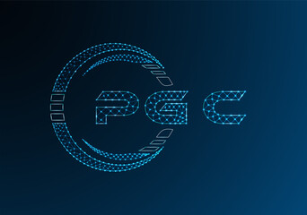 PGC low poly letter logo vector design. PGC lower poly logo design. Low poly logo.