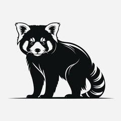 Obraz premium Red Panda Vector Logo in Black and White, Simple and Minimalist, Perfect for Wildlife Brands, Nature Artwork, and Unique Animal Representation 