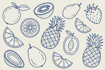 Hand drawn doodle elements with crown and hearts star