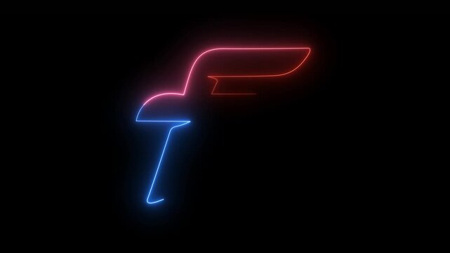 English capital letter F text icon animation glowing neon color education alphabet footages font word template sign symbol on black background