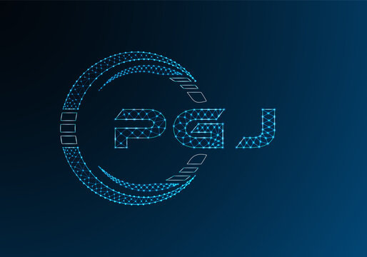 PGJ low poly letter logo vector design. PGJ lower poly logo design. Low poly logo.