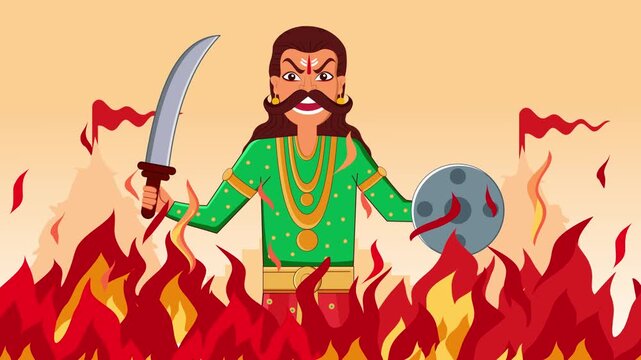 ravan dahan dussehra indian festival vijayadashmi animation