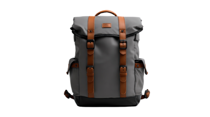 Gray backpack with tan accents
